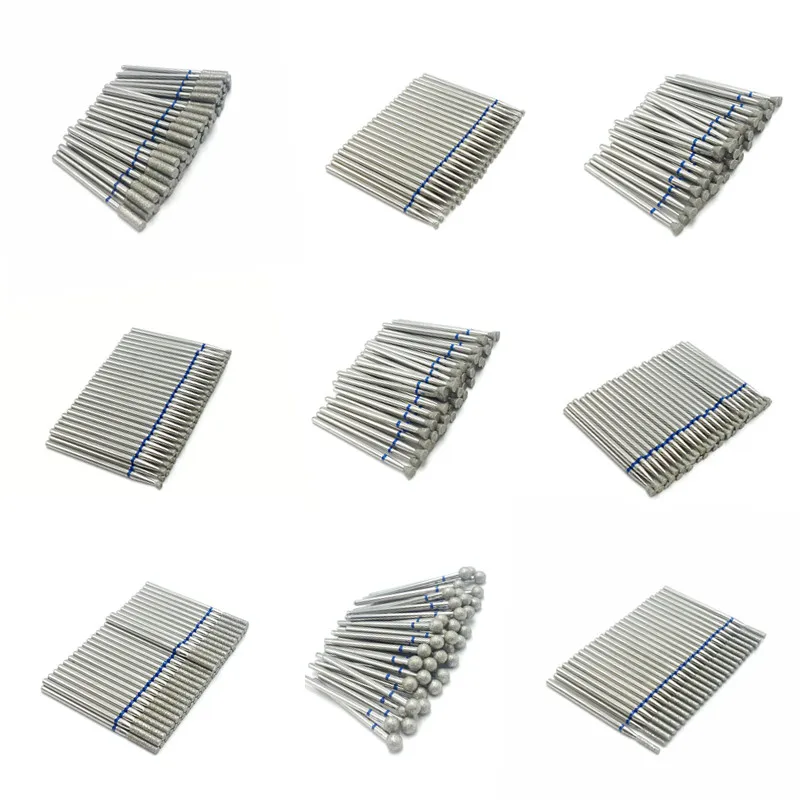 50 Pcs/Set Drill Bit Set for Nails Cutter Dental Diamond Grinding Polish Burs Dental Lab Polisher 2.35mm Shank Nail Tools