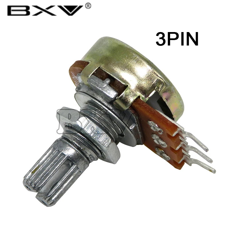 5 Sets WH148 1K 10K 20K 50K 100K 500K Ohm 15mm 3 Pin Linear Taper Rotary Potentiometer Resistor For Arduino With AG2 White Cap