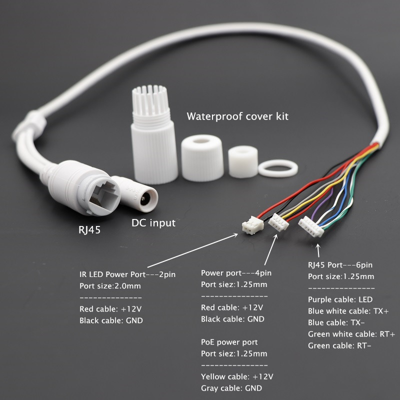 CCTV POE IP network Camera PCB Module video power cable Withe, 65cm long, RJ45 female connectors with Terminlas,waterproof cable