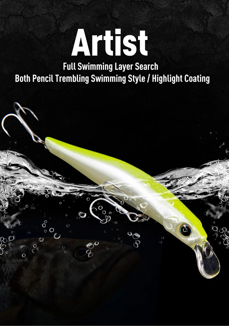 LEYDUN Artist FR Silence Sinking Minnow Fishing Lures 80mm 105mm Jerkbaits Good Action Wobblers High Quality Hard Baits Sea Bass