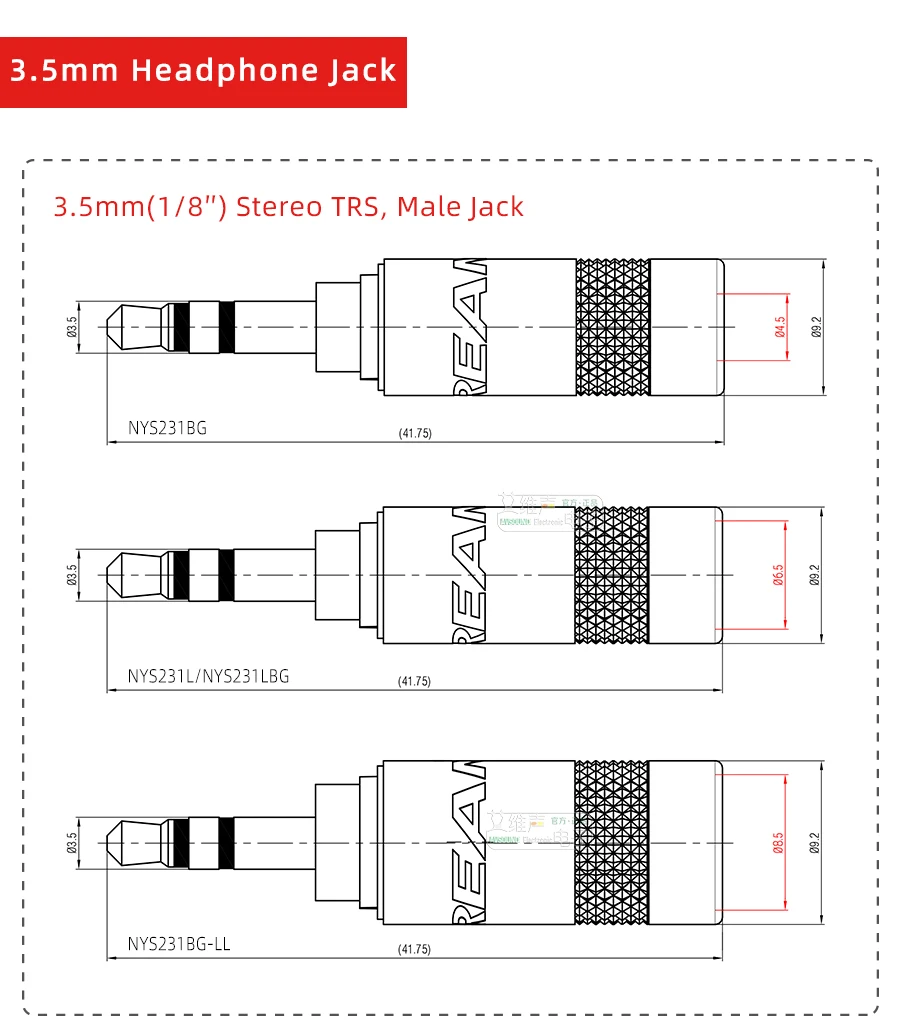 Neutrik's REAN Gold-plated Jack 3.5mm 3Pole Female Plug 1/8″ Headphone Notebook Microphone Audio Interface Extension Cable Plug