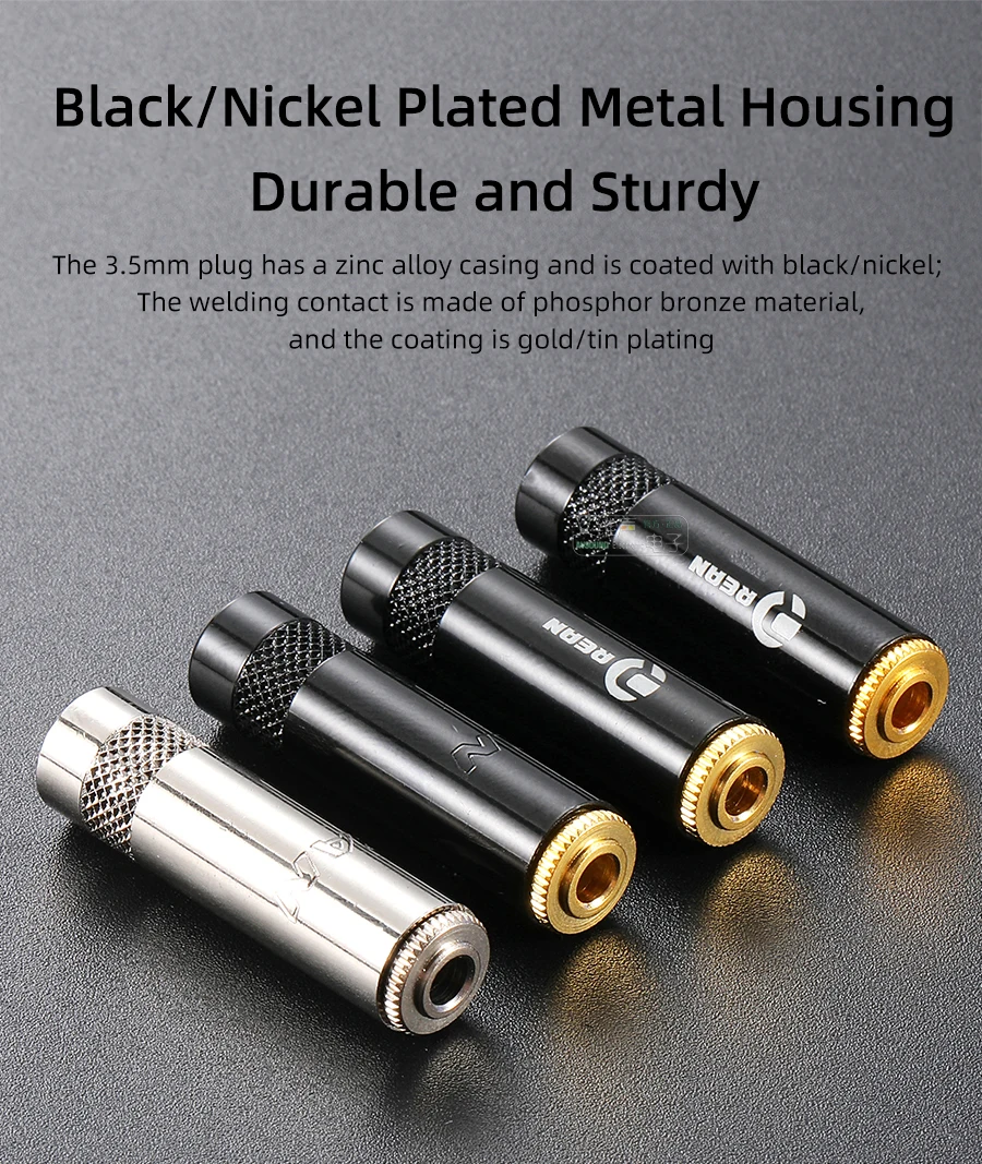 Neutrik's REAN Gold-plated Jack 3.5mm 3Pole Female Plug 1/8″ Headphone Notebook Microphone Audio Interface Extension Cable Plug