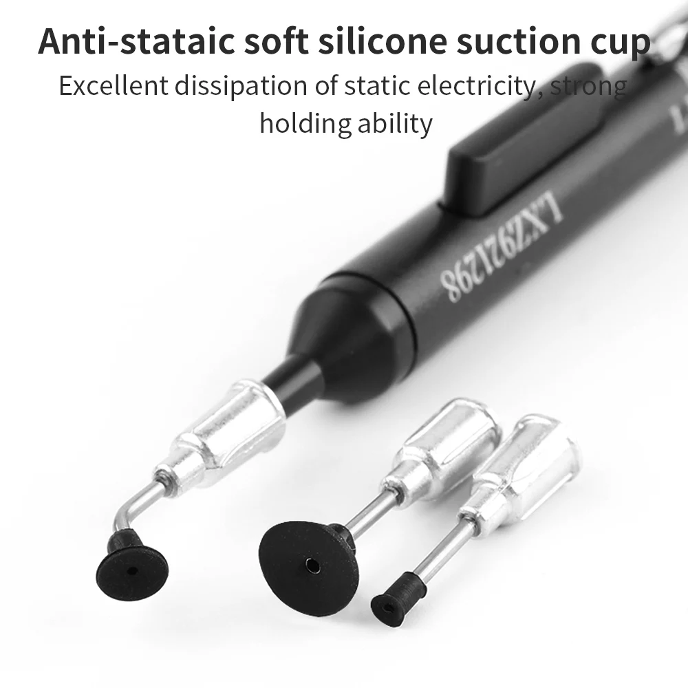 LUXIANZI Vacuum Suction Pen Kit with 3 Sucker IC SMD Tweezers Pick Up Tool Remover Sucker Pump Solder Desoldering Sucking Pens