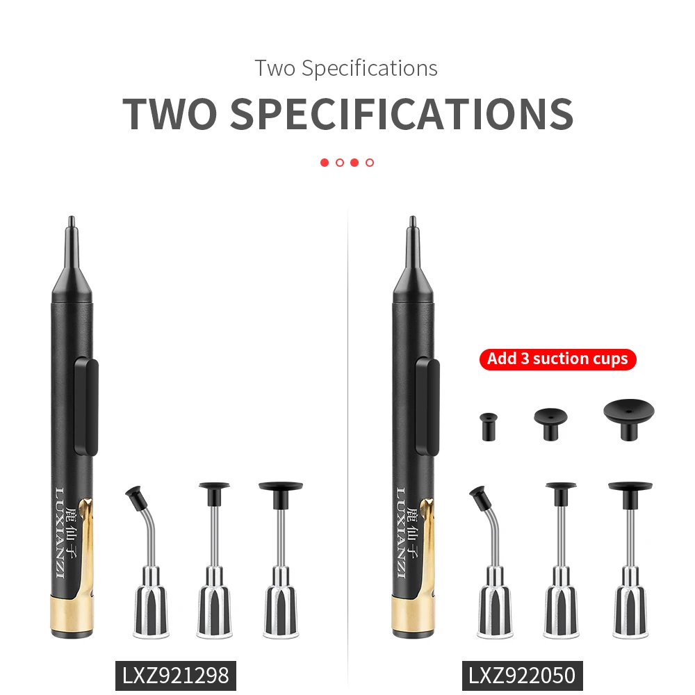 LUXIANZI Vacuum Suction Pen Kit with 3 Sucker IC SMD Tweezers Pick Up Tool Remover Sucker Pump Solder Desoldering Sucking Pens