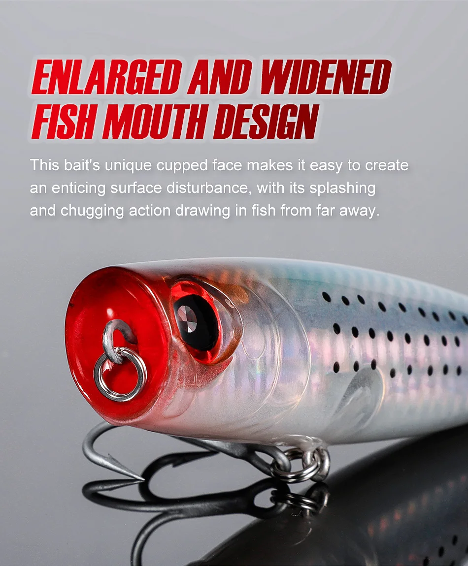 Noeby 105mm 24g Topwater Popper Fishing Lures Wobblers Long Casting Artificial Hard Baits Saltwater Freshwater Fishing Lures