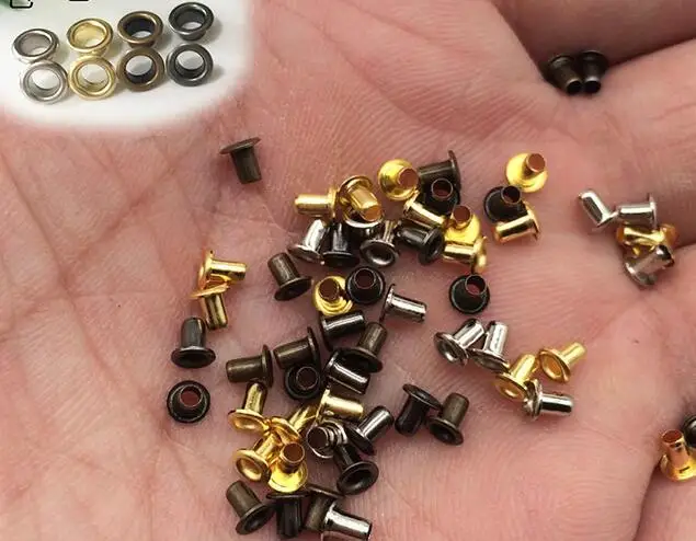 1.0/1.5/2/2.5mm Brass Hollow Rivets with Hanging Plate Holes Mini Eyelets Brass Tiny Grommet for BJD 100pcs