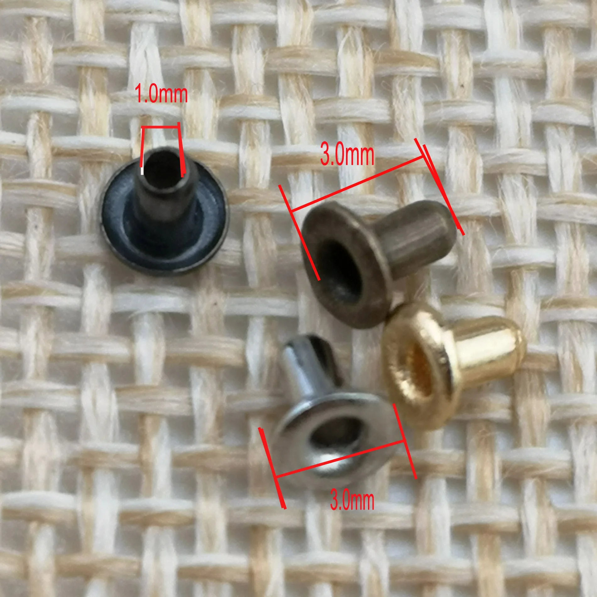 1.0/1.5/2/2.5mm Brass Hollow Rivets with Hanging Plate Holes Mini Eyelets Brass Tiny Grommet for BJD 100pcs