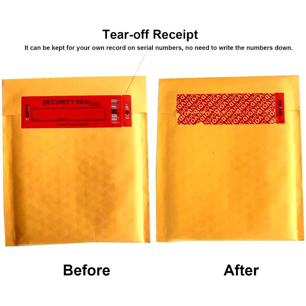 100% Total Transfer Tamper Evident Labels Security Warranty Void Stickers Red Large 35*120 Mm Triple Serial Numbers Seal Sticker