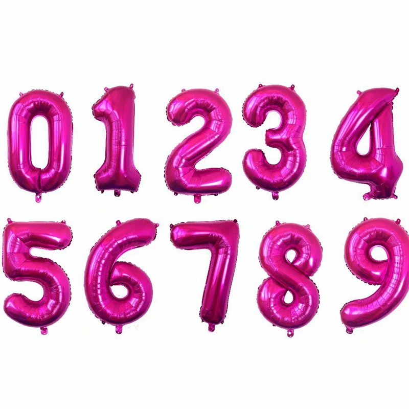 16/32 inch Number Foil Rose Gold Green Silver Discolor Digital Baby Shower Supplies Kid Boy balloons Birthday Party Decoration
