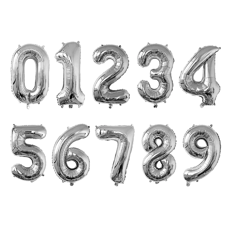16/32 inch Number Foil Rose Gold Green Silver Discolor Digital Baby Shower Supplies Kid Boy balloons Birthday Party Decoration
