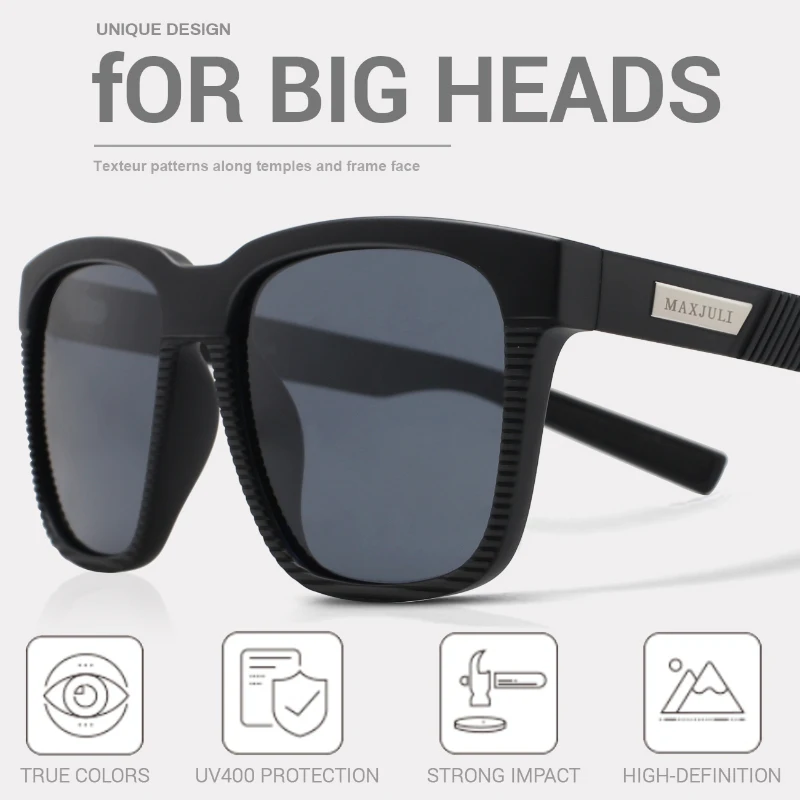 JULI Square Oversized Polarized Sunglasses for Big Heads Men Retro Vintage XXL Super Big SunGlasses UV Protection MJ8023