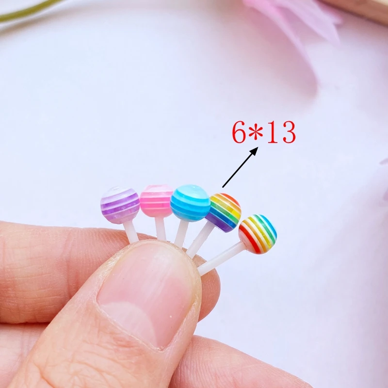 40Pcs New Cute Mixed Little Lollipop Resin Figurine Crafts Flatback Cabochon Ornament Jewelry Making Hairwear Accessories