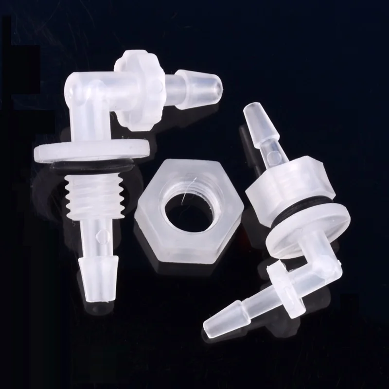 5~200pcs M6~G1/2 To 2.4-11.1mm PP Pagoda Elbow Connector+Nut O-Ring Irrigation Aquarium Tank Adapter Irrigation Water Hose Joint