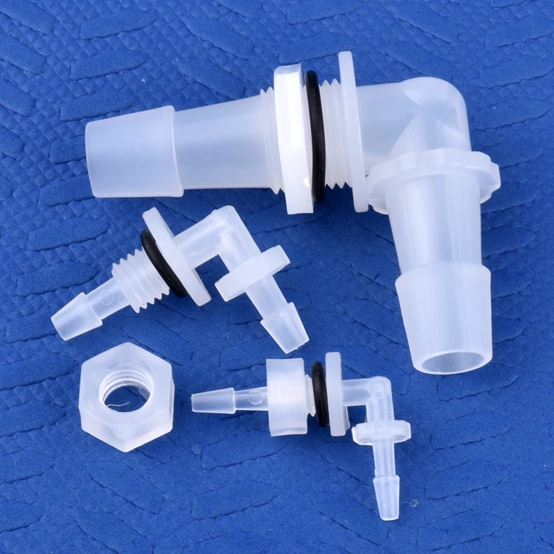 5~200pcs M6~G1/2 To 2.4-11.1mm PP Pagoda Elbow Connector+Nut O-Ring Irrigation Aquarium Tank Adapter Irrigation Water Hose Joint