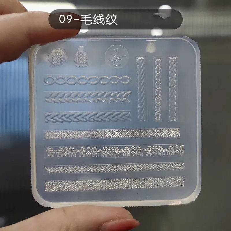 1pc Sweater Knitting Lace 3D Acrylic Mold Nail Art Decoration Nails DIY Design Silicone Nail Art Template Nail Mold