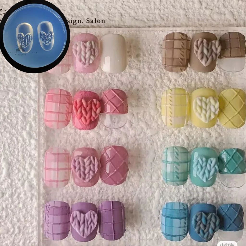 1pc Sweater Knitting Lace 3D Acrylic Mold Nail Art Decoration Nails DIY Design Silicone Nail Art Template Nail Mold
