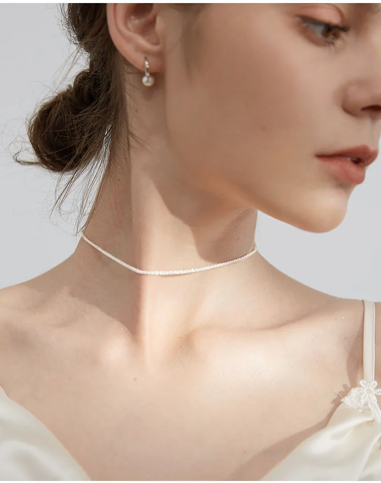 Popular 925 Sterling Silver Sparkling Clavicle Chain Choker Necklace For Women Fine Jewelry Wedding Party Birthday Gift