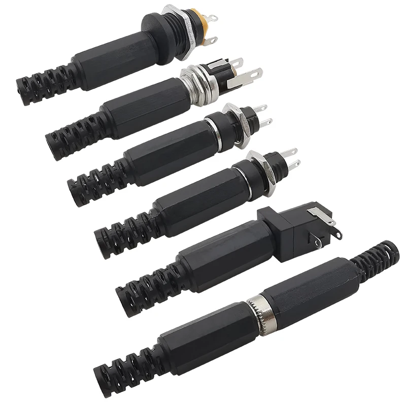10Pcs DC Connectors 5.5x2.1mm 3.5x1.3mm DC Power Plug Male Female Jack Socket Nut Panel Mount DC Power Adapter Connector 5.5*2.1