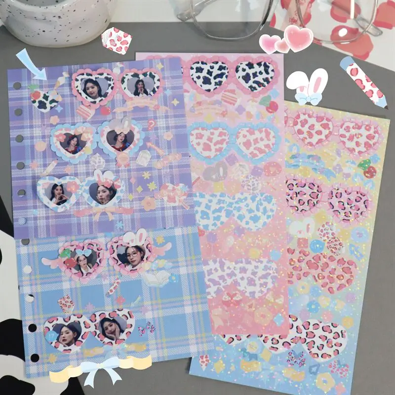 MINKYS New Arrival 3pcs 6pcs Kawaii Bear Ribbon Laser Bling Stickers DIY Scrapbook Stickers Confetti Decoration DIY Photo Frame