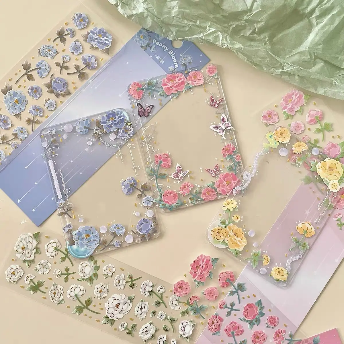 MINKYS New Arrival 3pcs 6pcs Kawaii Bear Ribbon Laser Bling Stickers DIY Scrapbook Stickers Confetti Decoration DIY Photo Frame