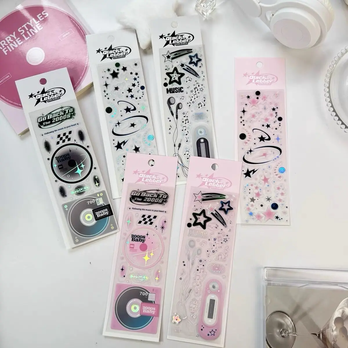 MINKYS New Arrival 3pcs 6pcs Kawaii Bear Ribbon Laser Bling Stickers DIY Scrapbook Stickers Confetti Decoration DIY Photo Frame