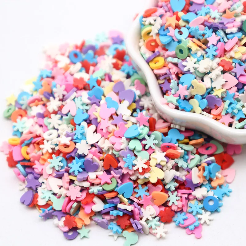 Boxi Slime Star Flower Heart Candy Fruit Slices Multi-series Polymer Clay Sprinkles DIY Nail Art Handmade Accessories 10g