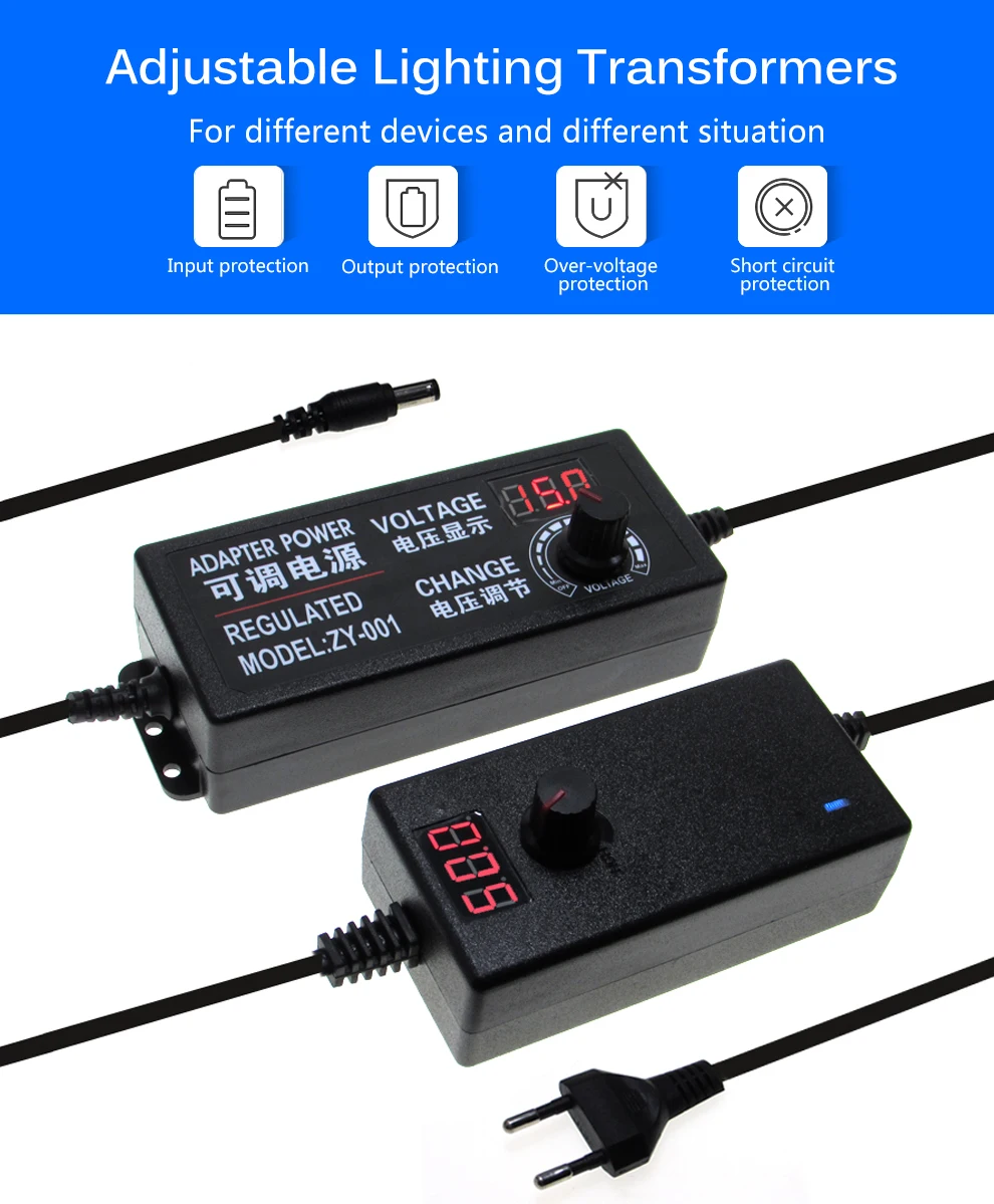 AC DC 3V 5V 9V 12V 24V 36V Power Supply Adapter 1A 2A 3A 5A 10A Transformers 220V To 12V Power Supply Adjustable Display Srceen