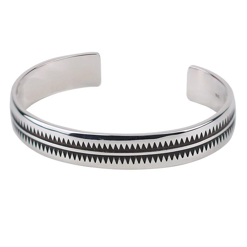 PANJBJ 925 Sterling Silver Feather Adjustable Couple Bangle Gothic Punk Design Women Jewelry Gift Lucky Bracelet Dropshipping