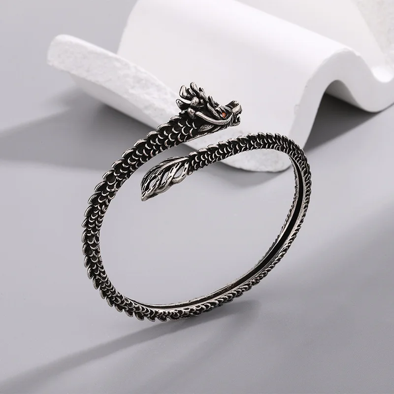 PANJBJ 925 Sterling Silver Feather Adjustable Couple Bangle Gothic Punk Design Women Jewelry Gift Lucky Bracelet Dropshipping