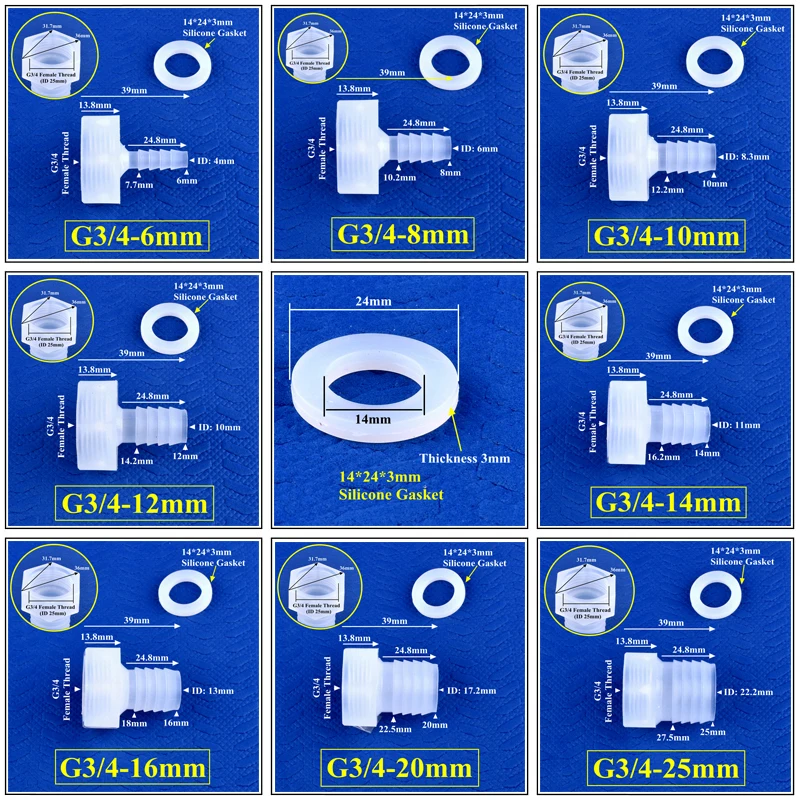 5~200pcs G1/2 Female Thread To 4~20mm PP Direct Connector Micro Irrigation Garden Water Pagoda Hose Joint Aquarium Tank Fittings
