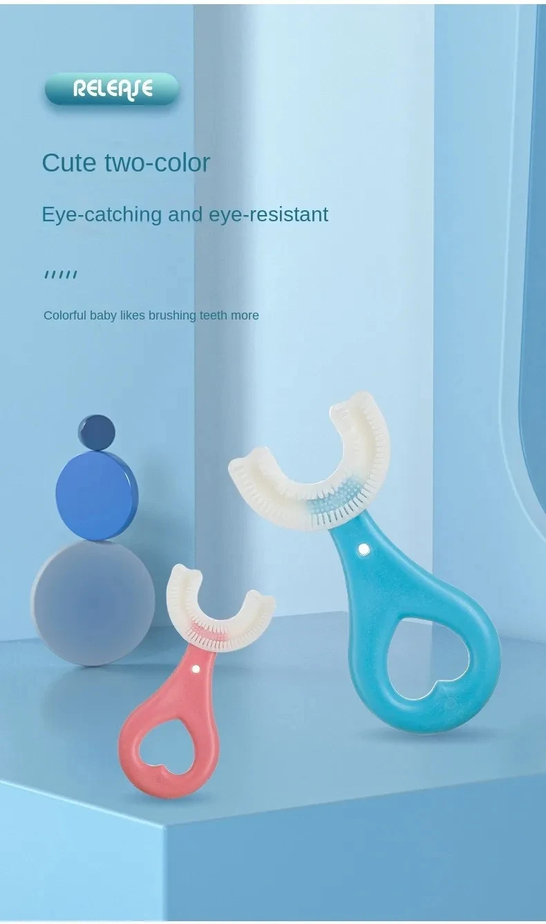 2pcs U Shaped Kids Toothbrush Baby Teeth Cleaning Brushing Instrument Children Oral Cleaning Toothbrush Brushing Tools