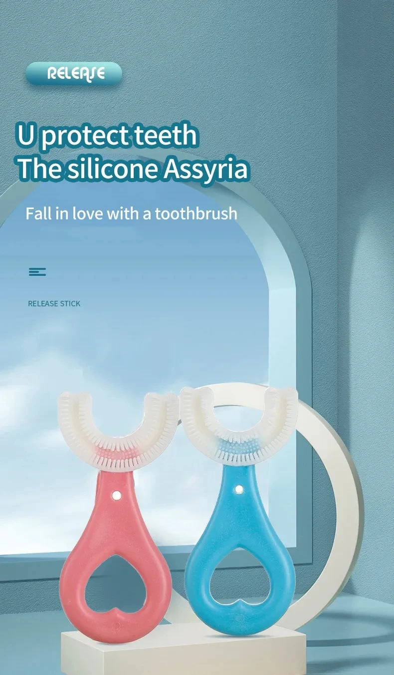 2pcs U Shaped Kids Toothbrush Baby Teeth Cleaning Brushing Instrument Children Oral Cleaning Toothbrush Brushing Tools