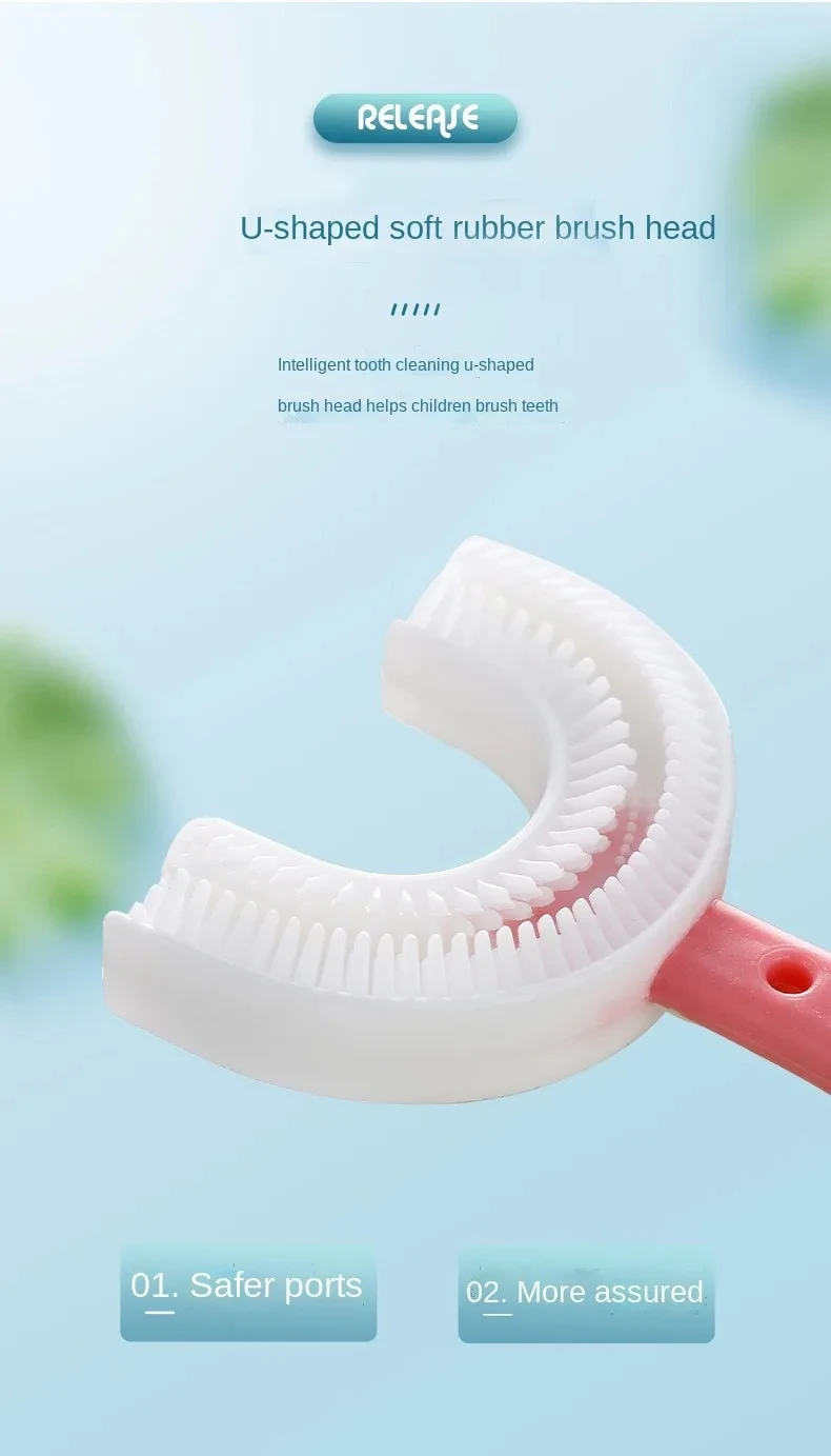 2pcs U Shaped Kids Toothbrush Baby Teeth Cleaning Brushing Instrument Children Oral Cleaning Toothbrush Brushing Tools