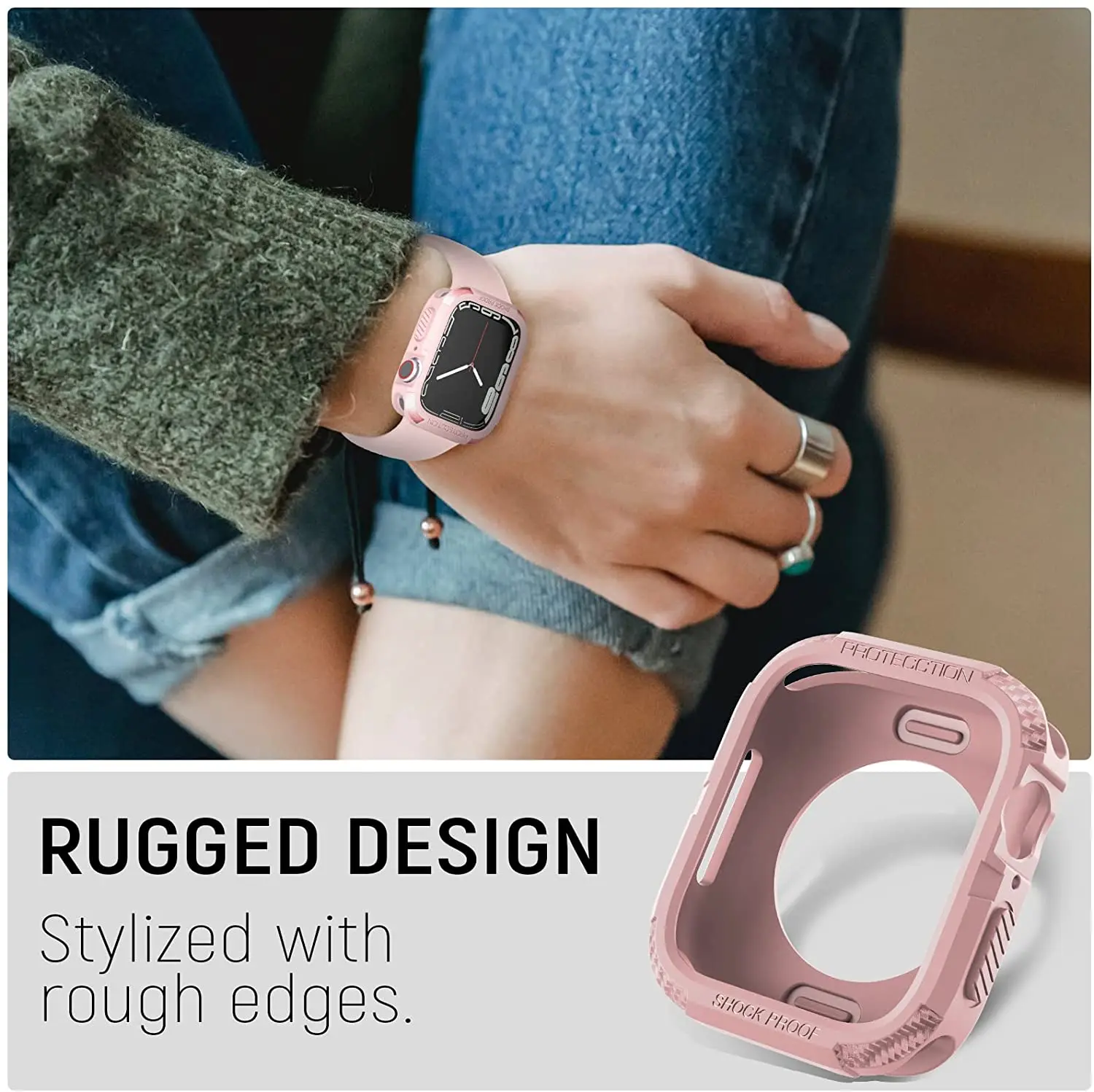Rugged Cover for Apple Watch Case 44mm 40mm 45mm 41mm SE 6 3 iWatch Accessories TPU Screen Protector Apple Watch Series 5 8 7 9