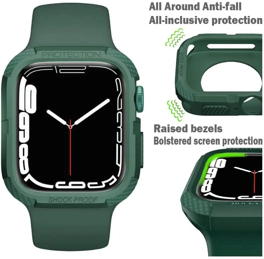 Rugged Cover for Apple Watch Case 44mm 40mm 45mm 41mm SE 6 3 iWatch Accessories TPU Screen Protector Apple Watch Series 5 8 7 9