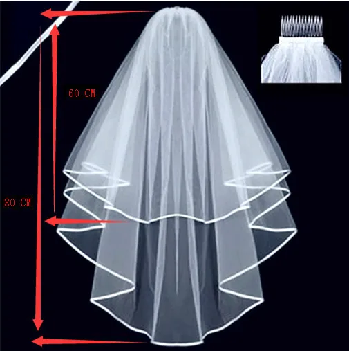 Short Simple Wedding Veil Tulle Two Layer With Comb White Ivory Bridal Veil for Bride for Marriage Wedding Accessories