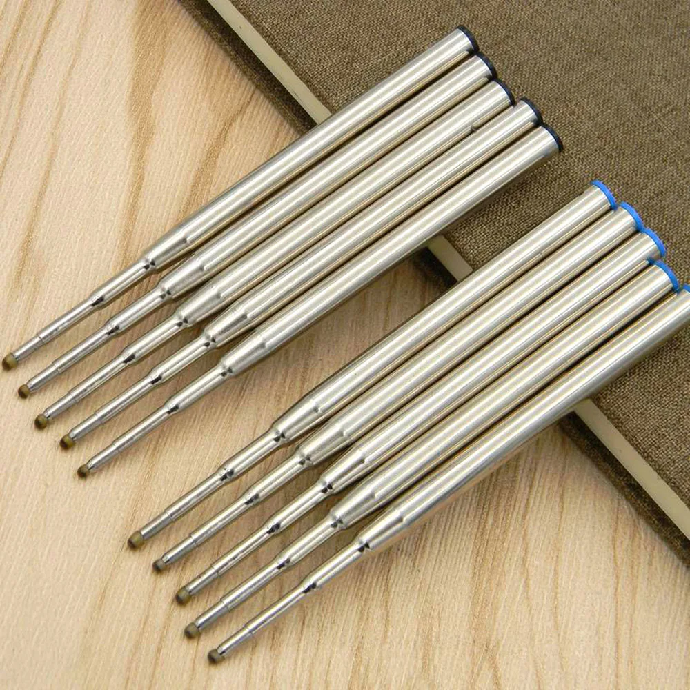 High quality brand 5pc Blue metal 5pc Black 0.5MM office Ballpoint pen Refills signature Stationery Supplies ink refills