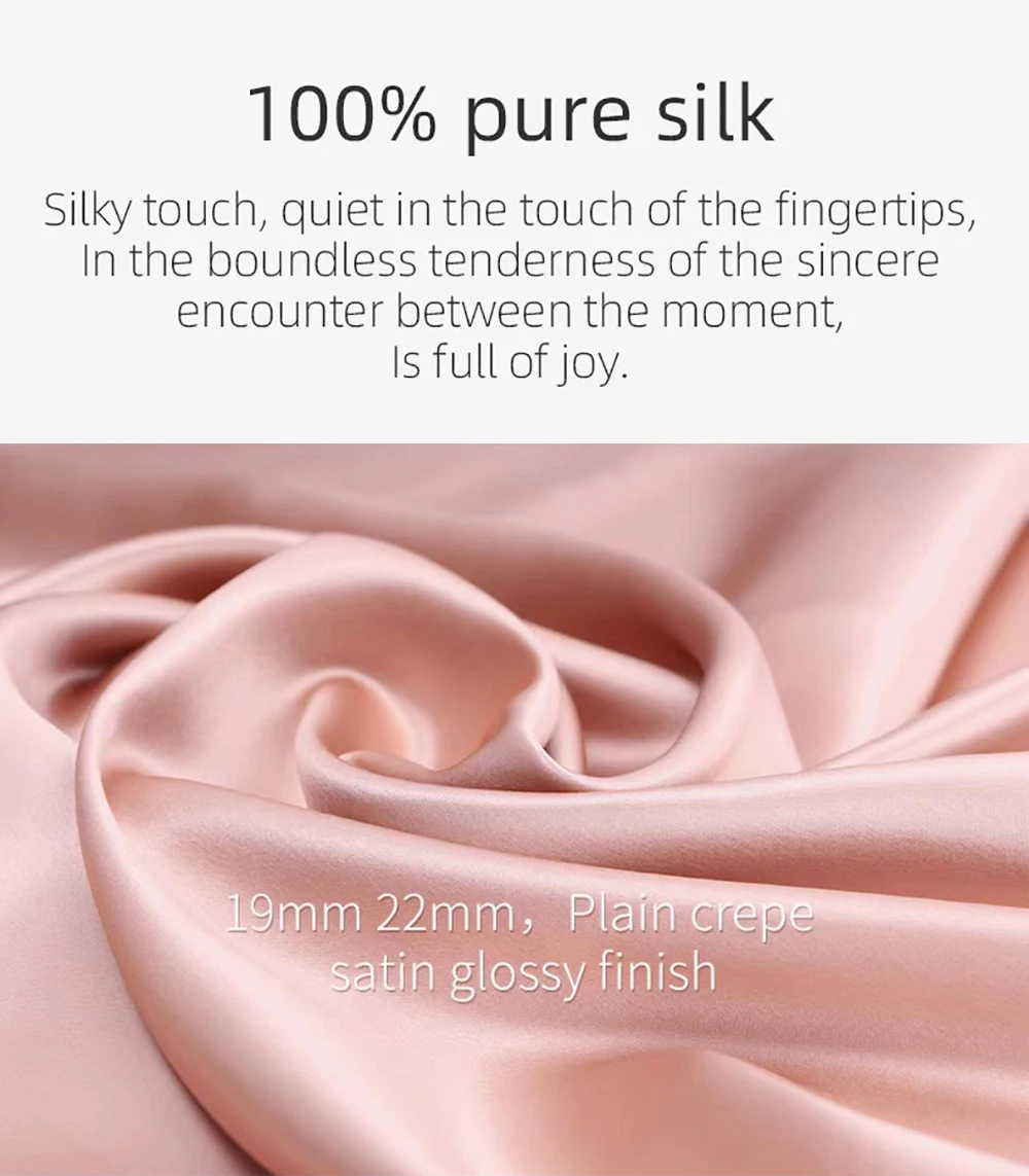 100% Pure Mulberry Silk Large Scrunchies Rubber Bands Hair Ties Gum Elastics Simple Pure Color for Women Girls 19 Momme 3.5CM