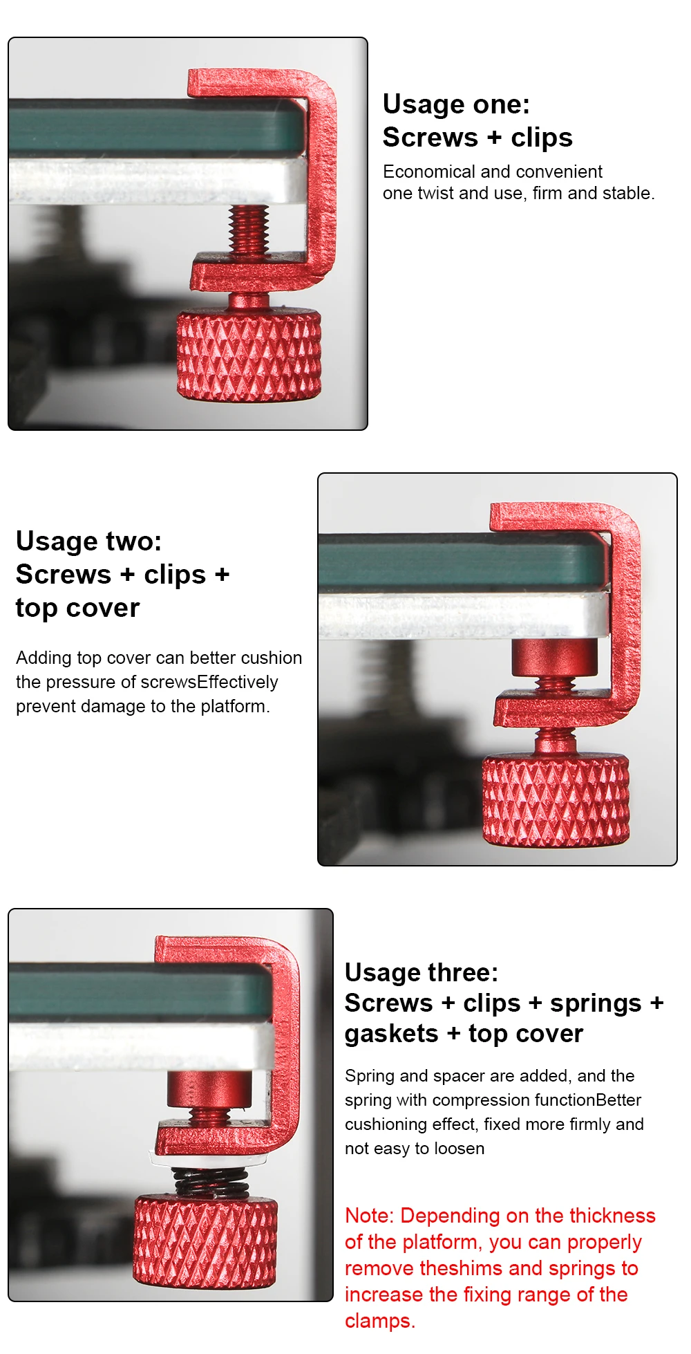 XCR3D 2pcs 3D Printer Parts Glass Plate Clamp Clip Build Platform Heated Bed Retainer Hotbed Adjustable Fixed Clip for Ender 3