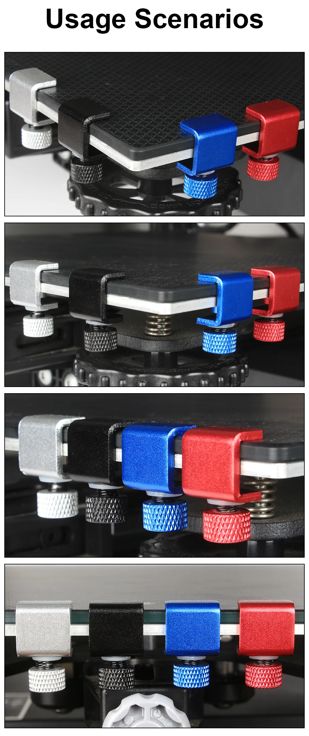 XCR3D 2pcs 3D Printer Parts Glass Plate Clamp Clip Build Platform Heated Bed Retainer Hotbed Adjustable Fixed Clip for Ender 3
