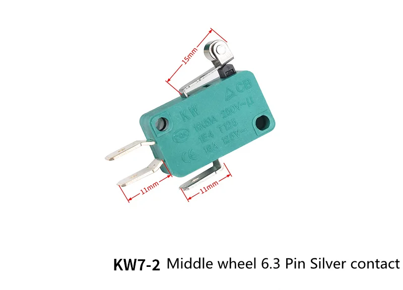 Limit Microswitch 5pcs 5A 250V 125V NO + NC + COM 6.3mm 3 Pins SPDT Micro Switch 28mm 52mm Arc Roller Lever Touch Switch