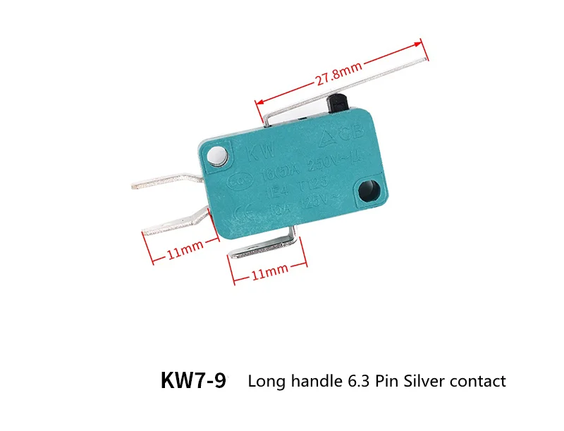 Limit Microswitch 5pcs 5A 250V 125V NO + NC + COM 6.3mm 3 Pins SPDT Micro Switch 28mm 52mm Arc Roller Lever Touch Switch
