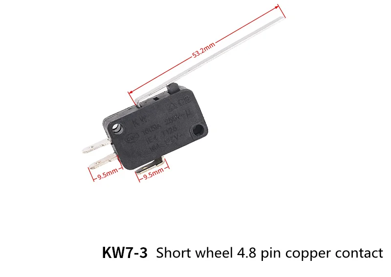 Limit Microswitch 5pcs 5A 250V 125V NO + NC + COM 6.3mm 3 Pins SPDT Micro Switch 28mm 52mm Arc Roller Lever Touch Switch