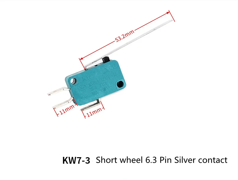Limit Microswitch 5pcs 5A 250V 125V NO + NC + COM 6.3mm 3 Pins SPDT Micro Switch 28mm 52mm Arc Roller Lever Touch Switch