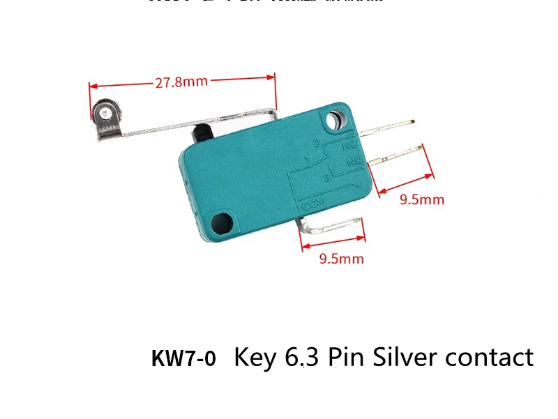 Limit Microswitch 5pcs 5A 250V 125V NO + NC + COM 6.3mm 3 Pins SPDT Micro Switch 28mm 52mm Arc Roller Lever Touch Switch