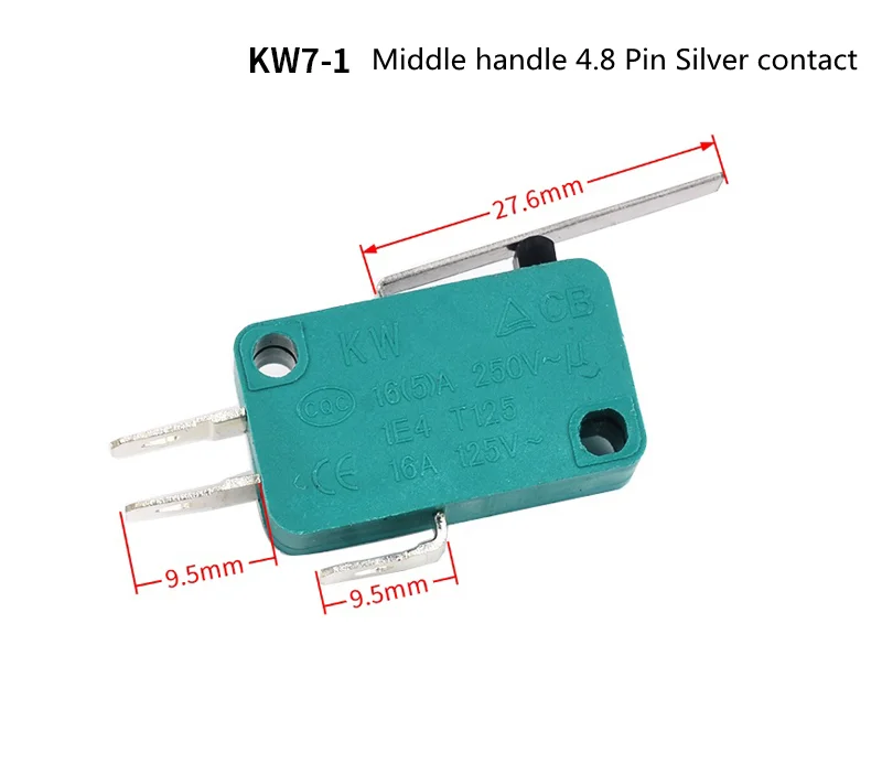 Limit Microswitch 5pcs 5A 250V 125V NO + NC + COM 6.3mm 3 Pins SPDT Micro Switch 28mm 52mm Arc Roller Lever Touch Switch