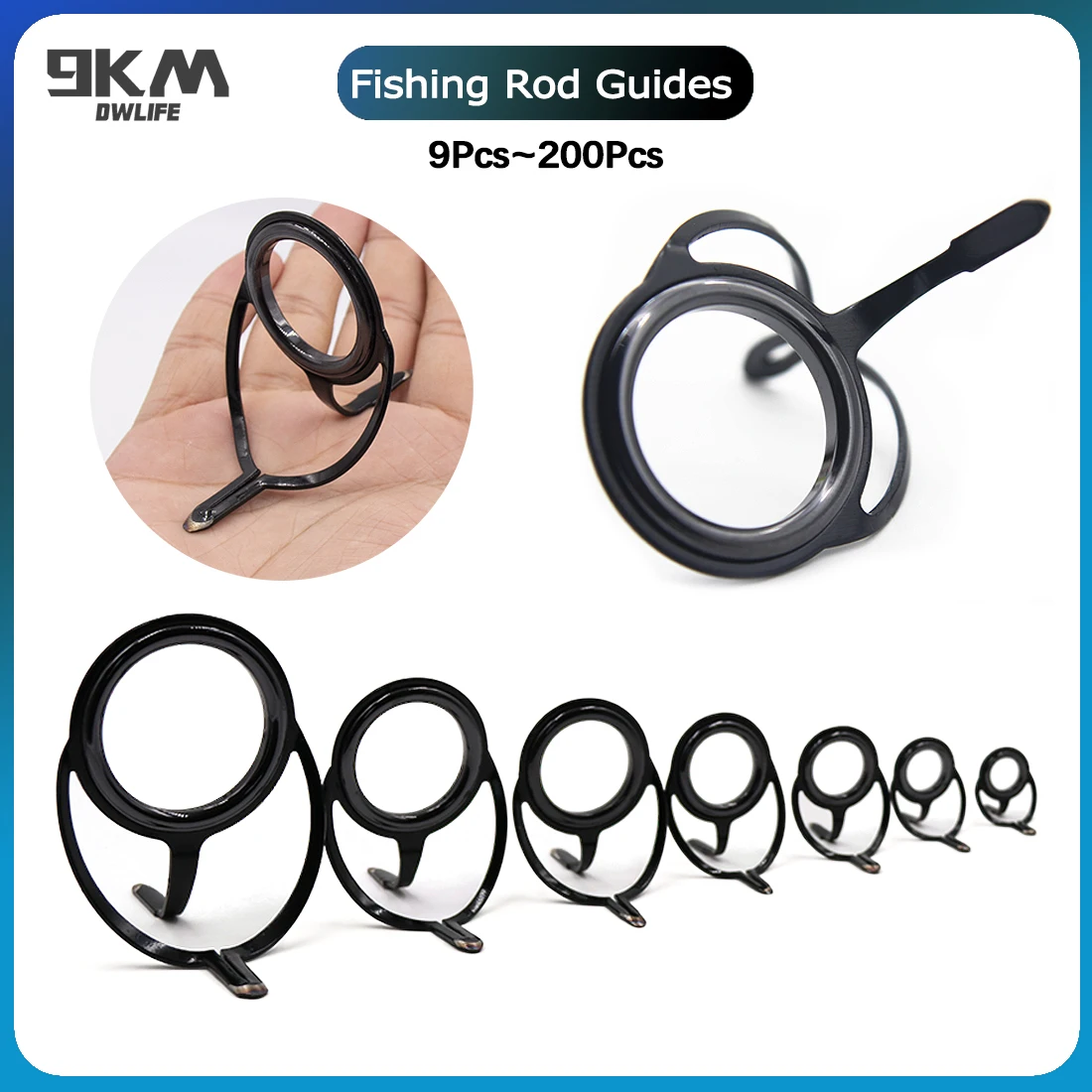 Fishing Rod Repair Kit Spinning Rod Building Components Stainless Steel Casting Fishing Rod Guides Replacement Set Tackle 4~38mm