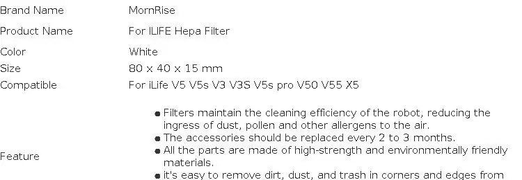 For iLife Hepa Filter V5 V5s V3 V3S V5S V50 Pro V55 X5 Robot Vacuum Cleaner Accessories Spare parts Replacement Consumables