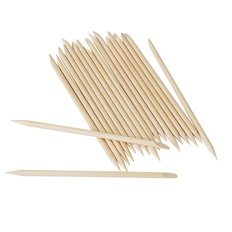 Lurayee Nail Cuticle Pusher Orange Wood Sticks Nail Manicures Remover Wooden Design Nail Gel Polish Drawing Stick for Nail Art