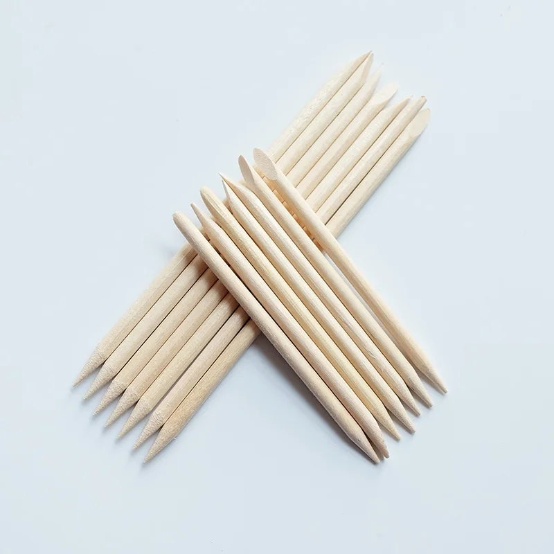 Lurayee Nail Cuticle Pusher Orange Wood Sticks Nail Manicures Remover Wooden Design Nail Gel Polish Drawing Stick for Nail Art